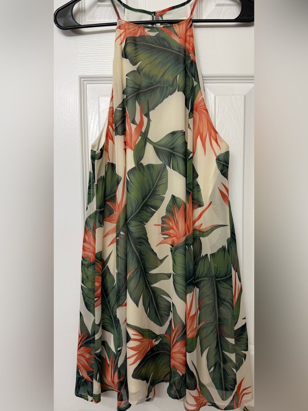 Show Me Your MuMu Gorgeous Hawaiian Cream Dress with Green & Coral Leaf Print